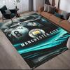 Man City Flannel Printed Carpet, Home Sofa Decoration for Living Room & Bedroom, Non‑Slip Play Flannel Floor Mat for Game Room