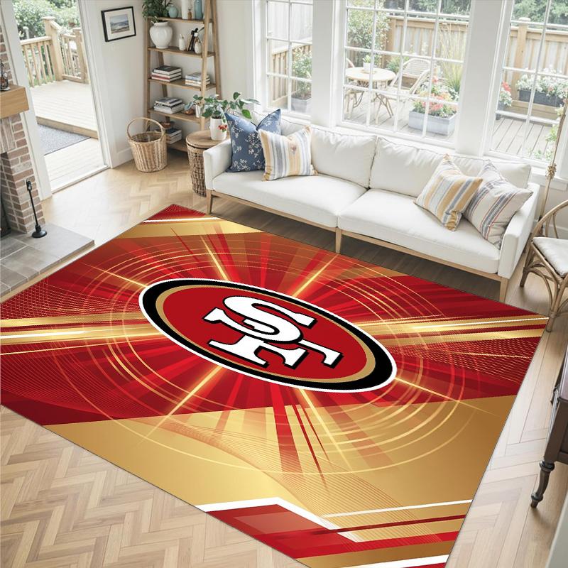 San Francisco 49ers Design Crystal Velvet Carpet Cozy Non?Slip Printed Rug For Bedroom Living Room Entrance