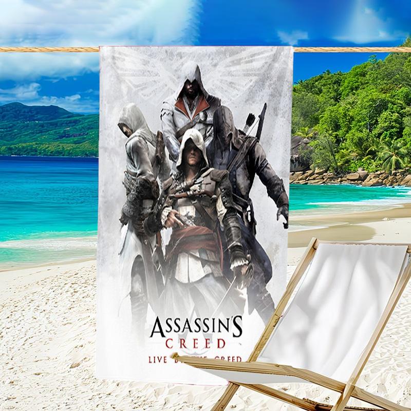 1pc Assassin's Creed Beach Towel, Beach and Seaside Swimming Pool Equipment, Fashion Pattern, Rectangular, Travel Essentials