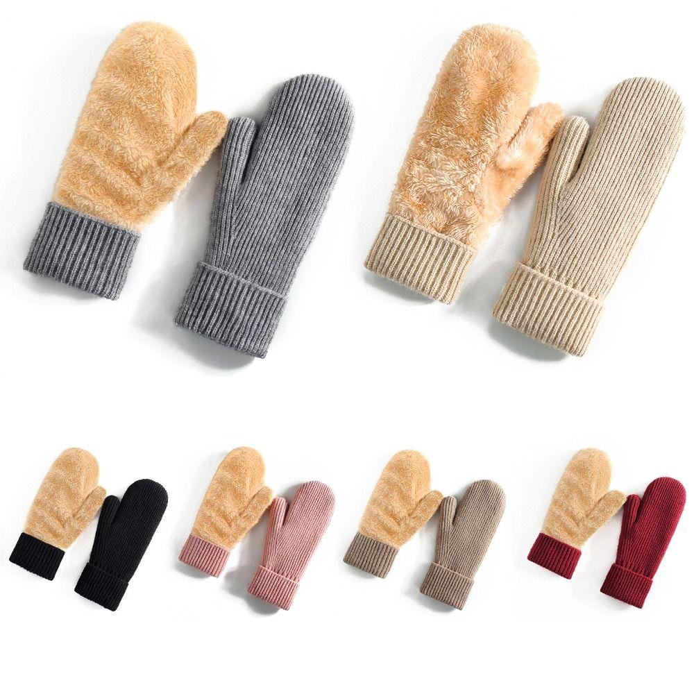 Knit Stretchy Winter Gloves Fleece Lining Snow Gloves High Quality Thermal Gloves  for Women Men