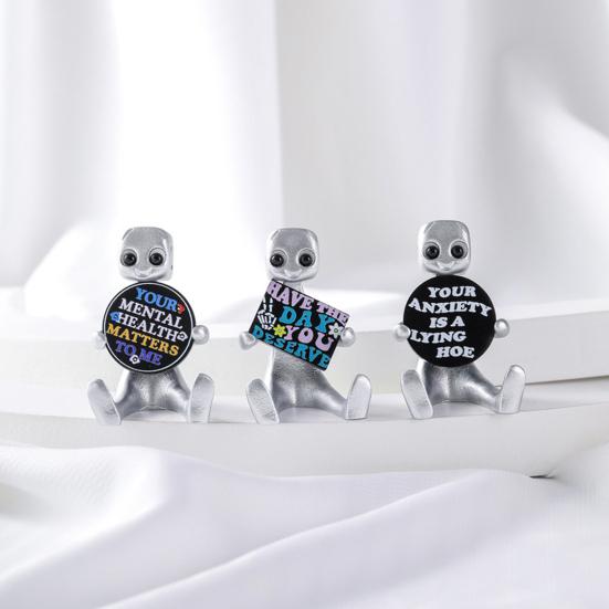 Anxiety Robot Resin Figure with Slogan 'Your Anxiety Is A Lying Hoe' Inspiring