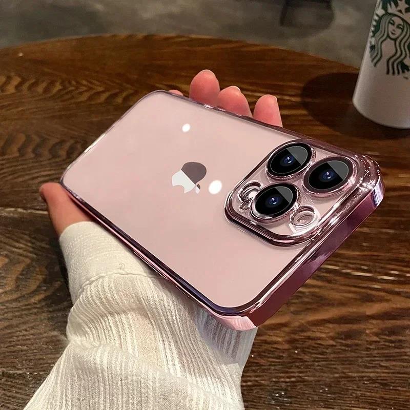 Прозрачный чехол с покрытием для iPhone 17 Air 16 1 14 13 11 12 Pro Max Plus 13 12 Mini, силиконовая накладка с защитой всей камеры