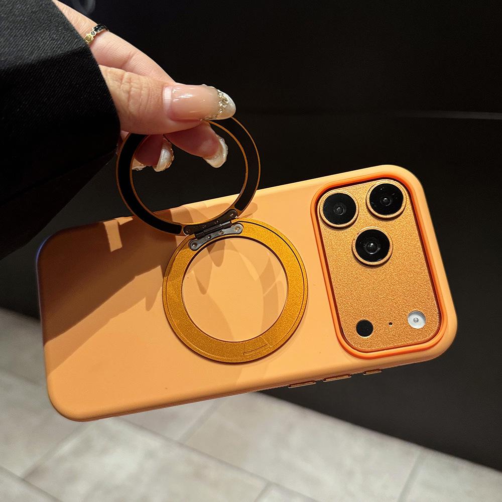 Магнитный вращающийся чехол-подставка для iPhone 17 Pro Max с ощущением кожи, двухцветной противоскользящей кромкой, совместим с Apple 16.