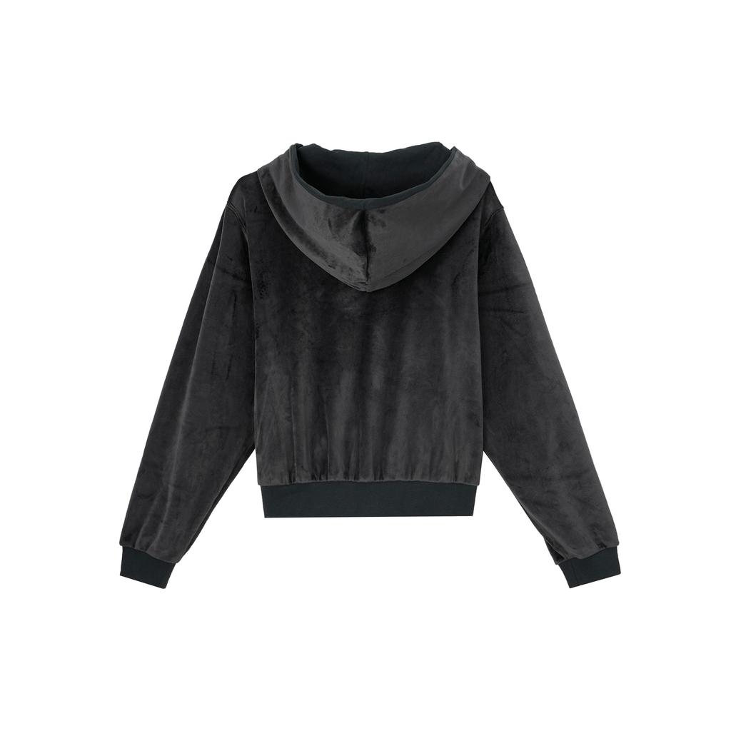 Nike Спортивная женская велюровая куртка с капюшоном на молнии Черная HJ0958-010