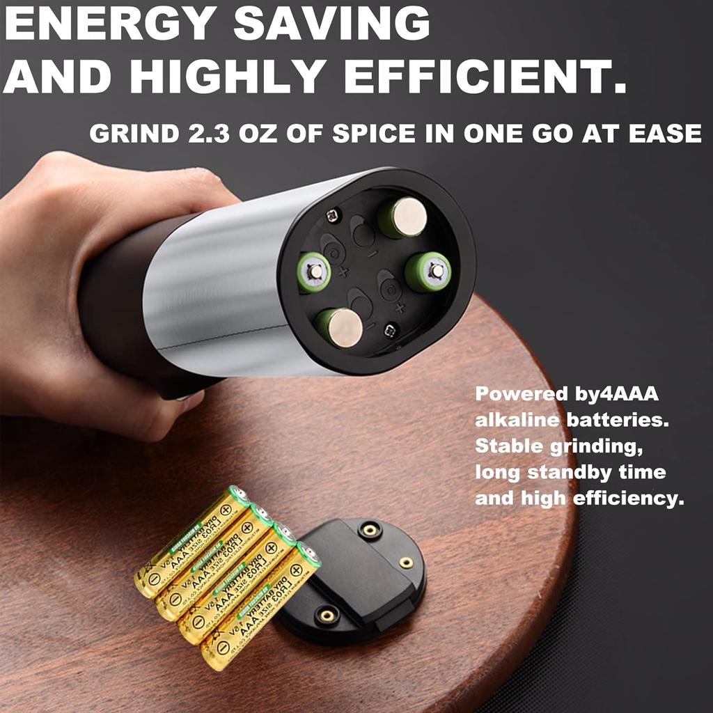 Мельница для измельчения специй со светодиодной подсветкой, электрическая мельница для соли и перца с батарейным питанием, шейкер