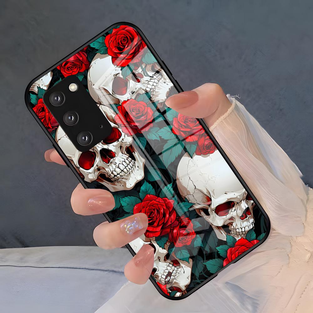 Жуткие узоры черепа Чехол для телефона для Samsung A25 A13 A33 5G A54 A36 A35 A56 A52 A14 Ударопрочная стеклянная крышка