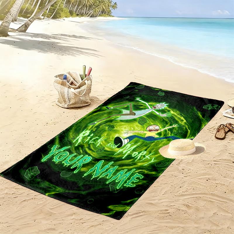 Name Custom Rick y morty Print Beach Towel, Large Soft Quick Dry Towel for Beach Camping Swimming