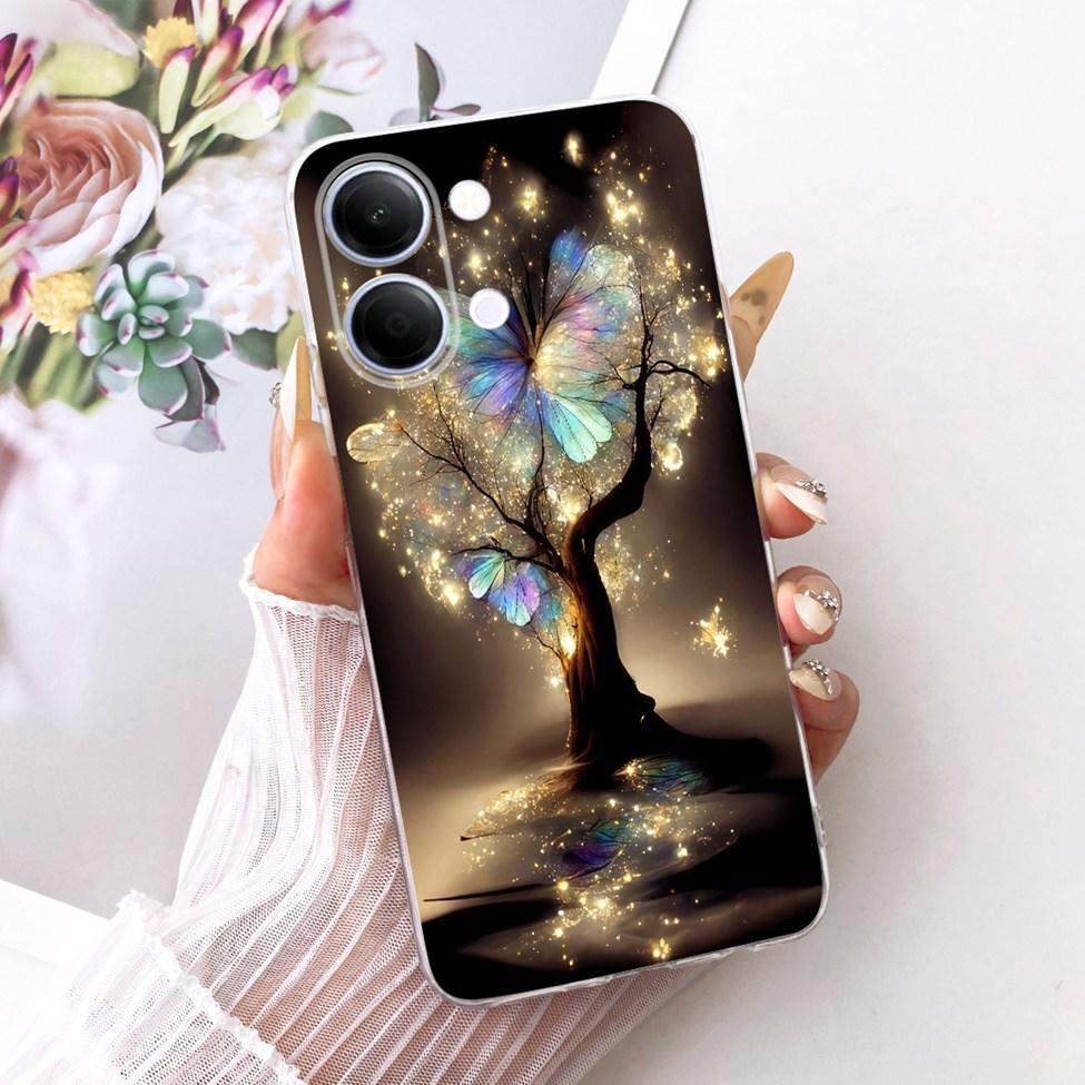 Чехол для телефона Vivo Y05, прозрачный, эстетичный, модный, с бабочкой, милым котиком, крутой, окрашенный, мягкий, для Y05 Vivo, корпус
