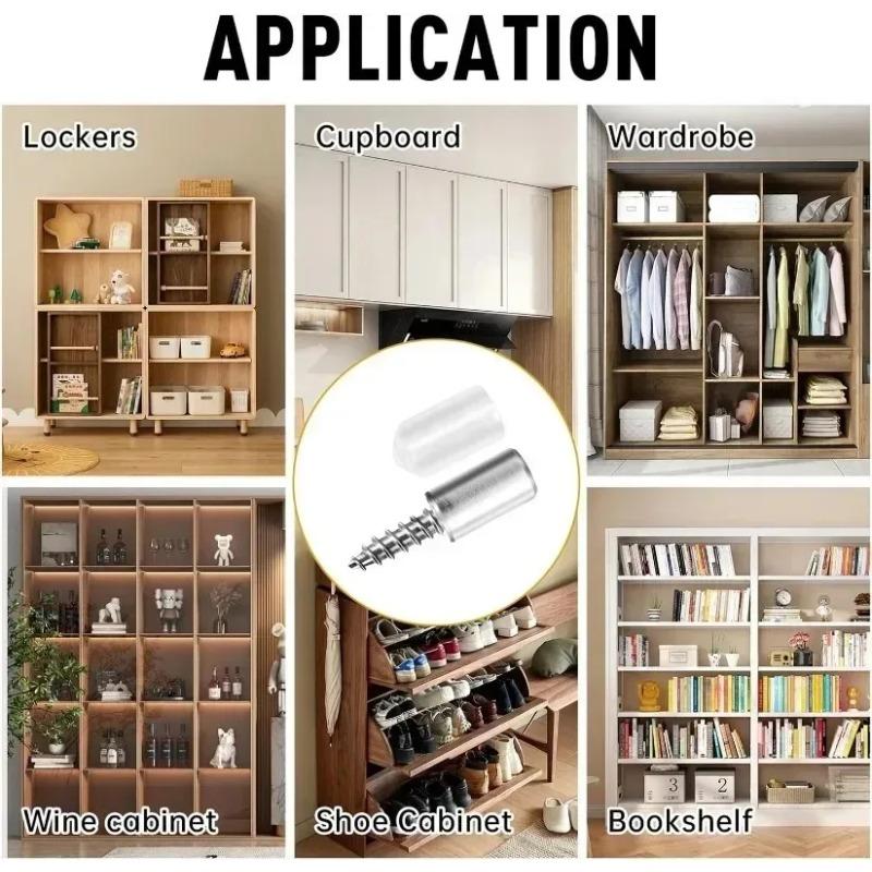 Самонарезающий винт Держатель пластины для гардероба Кронштейны для перегородки шкафа Фиксированные винты Опорные колышки для полок с нескользящей втулкой