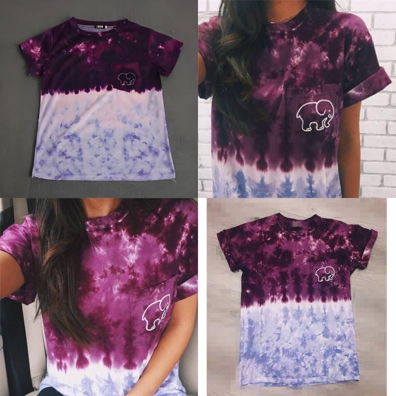 Elephant Print T Shirt For Women With Polyester Fabric Summer Casual Short Sleeve Top For Teen Girls