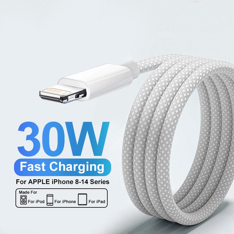 30 Вт Быстрая зарядка USB-кабель для 14 13 12 11 Pro Max 8 7 6 Plus XS X XR Type C Линия передачи данных 2 м Быстрая зарядка Аксессуары для телефона