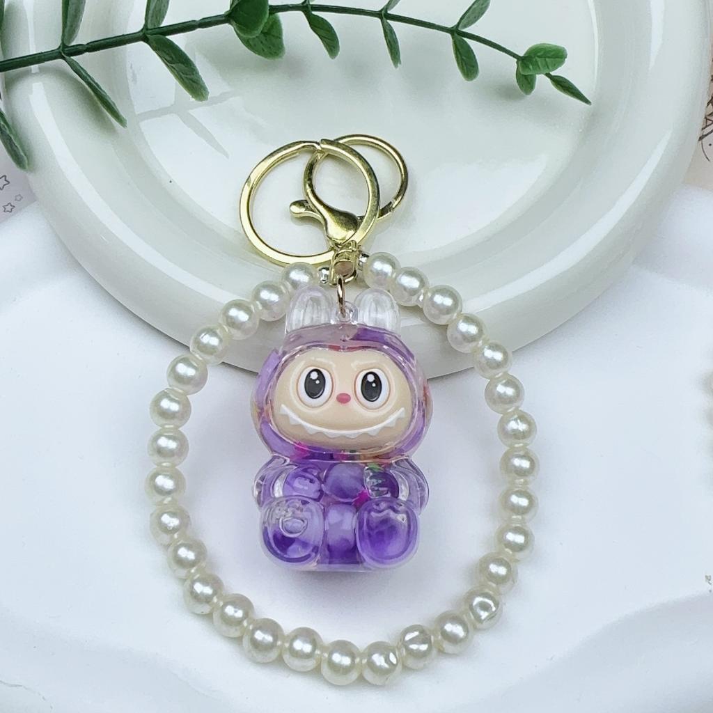 Color Beads Flash Luminous Rag Creative Keychain Into Oil Doll Schoolbag Quicksand Small Pendant Gift Ornament