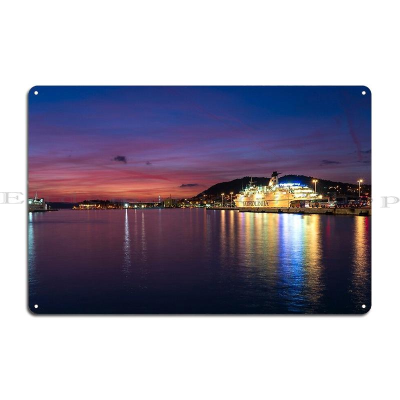 La Ciotat Shipyard Industrial View Roberta Split Harbour Twylight Metal Plaque Mural Wall Decor Kitchen Designs Tin Sign Poster