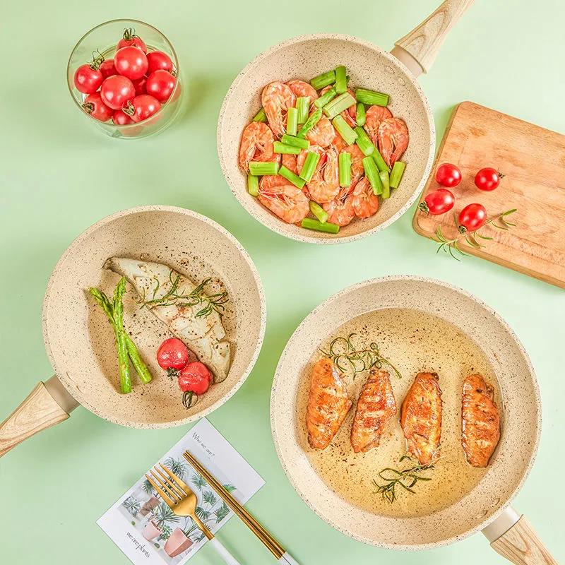 Maifan Stone Non-stick Frying Pan Household Flat-bottomed Small Cooking Pan Steak Omelette No Oily Smoke Induction Cooker Gas Universal