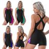 Women One-piece Swimsuit U Neck Straps Cross At Rear Short Jumpsuit Beach Pool Bathing Suit