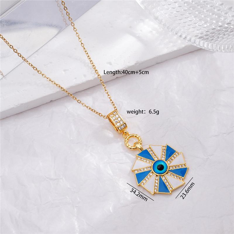 Fashion Hamsa Evil Eye Zircon Pendant Necklace Stainless Steel Chains High Grade Geometric Choker Jewelry Gifts For Women Girls