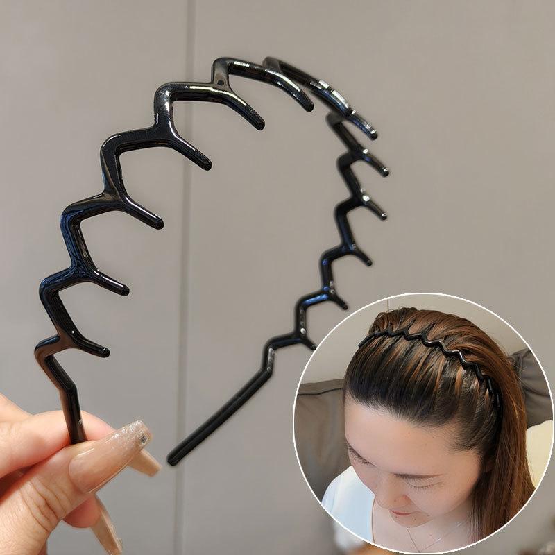 Women's Fashionable and Versatile Hairband for Going Out, Crushed Hairpin with Teeth, Non-slip Face Washing Headband Headdress