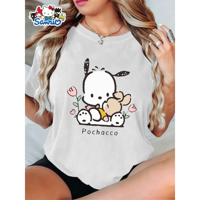 Оригинальные женские элегантные короткие рукава, авторизованные Sanrio, подходят для повседневной носки и праздников весной, летом и осенью.