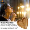 Leeseph Heart Prayer Bowl, Wooden Heart Shaped Prayer Bowl with 24 Cards, Heart Shaped Decor Prayer Dough Bowl for Thanksgiving