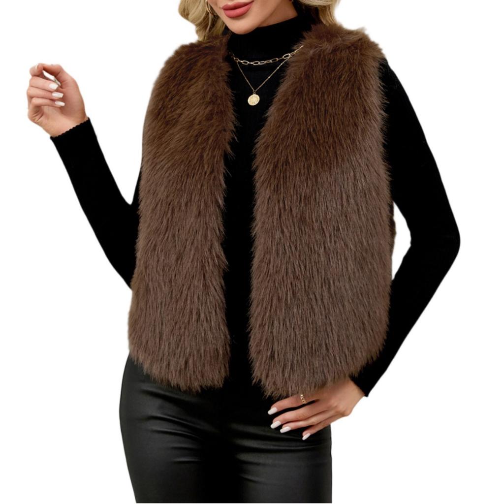 Модный женский жилет с V-образным вырезом, куртка без рукавов