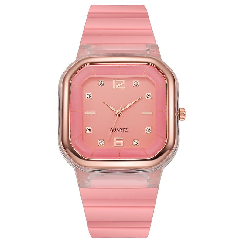 Women Watch/Stylish Square Dial Crystal Silicone Dial