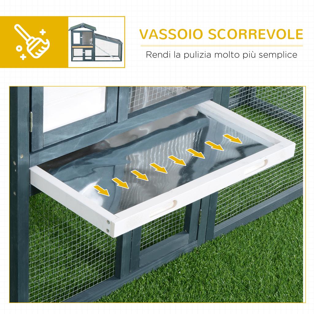 Wooden Rabbit and Small Pet Cage 2 Levels Fir Wood Double Door 140x65x100 cm Green and White