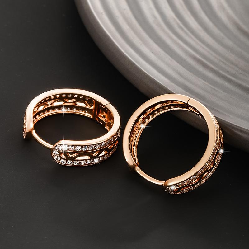 Новые золотые серьги-кольца, серьги-кольца с изящным паве CZ и бриллиантами, минималистичный изысканный ювелирный подарок для женщин