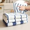 Kitchen Dish Towel Absorbent Quick Drying Tea Towel Blue Grid Striped Lint-Free Reusable Wipe Towel for Tableware Glassware Cookware