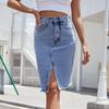Women High Waist  Package Hip Split Jean Denim Skirt