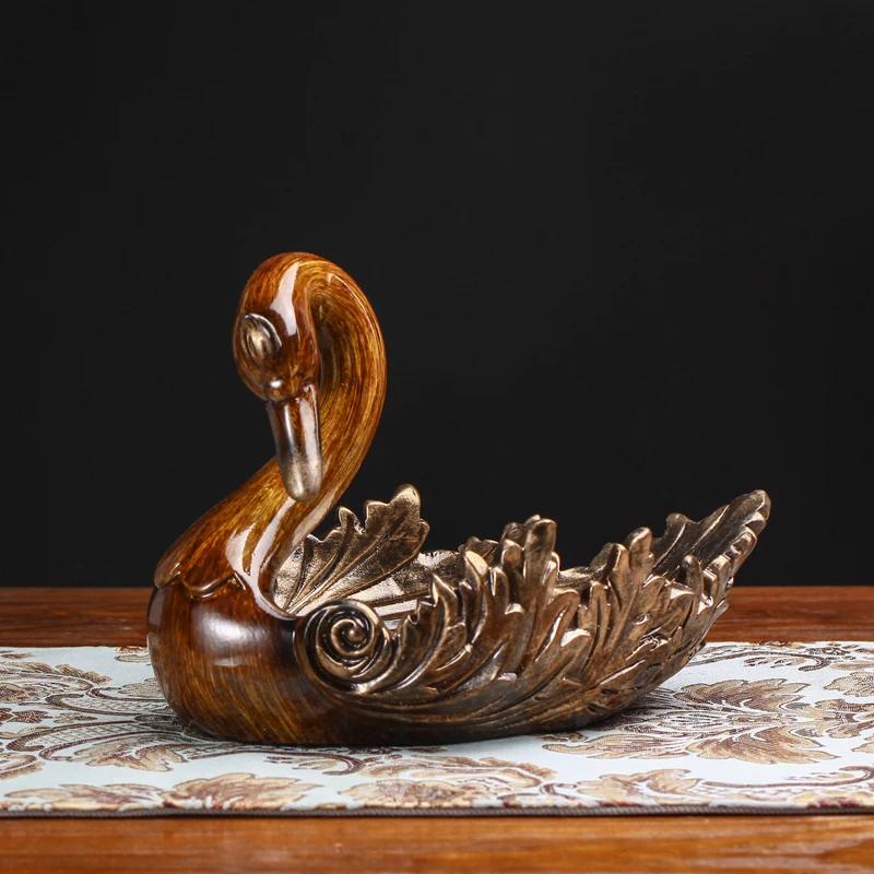 Классическая резная фруктовница Элегантный декор для гостиной Креативное украшение для чайного столика Ретро тарелка для сухофруктов Декоративный поднос