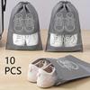 10pcs Ultra-Lightweight Waterproof Transparent Non-Woven Shoe Storage Bags for Travel & Home Organization