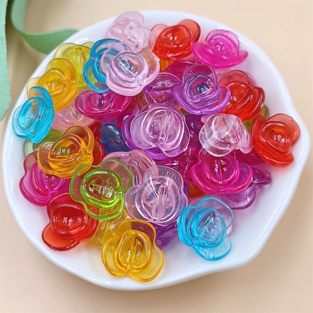 Home Party Supplies Hand-Beaded Mixed Color Flower Heart Shell Candy Candy Color DIY Loose Beads Beads With Hole Crafted 150Pcs for Jewelry Making