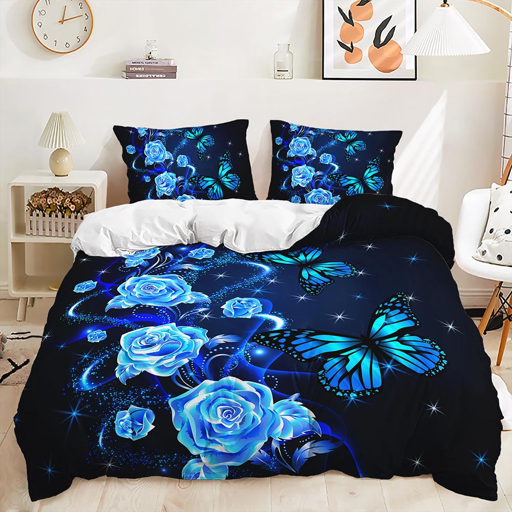 Трехпредметный 3D пододеяльник с градиентным переходом, комплект постельного белья «Магия бабочек»