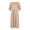 Women's Summer Solid Color Short Sleeved Pleated Round Neck Large Hem Dress