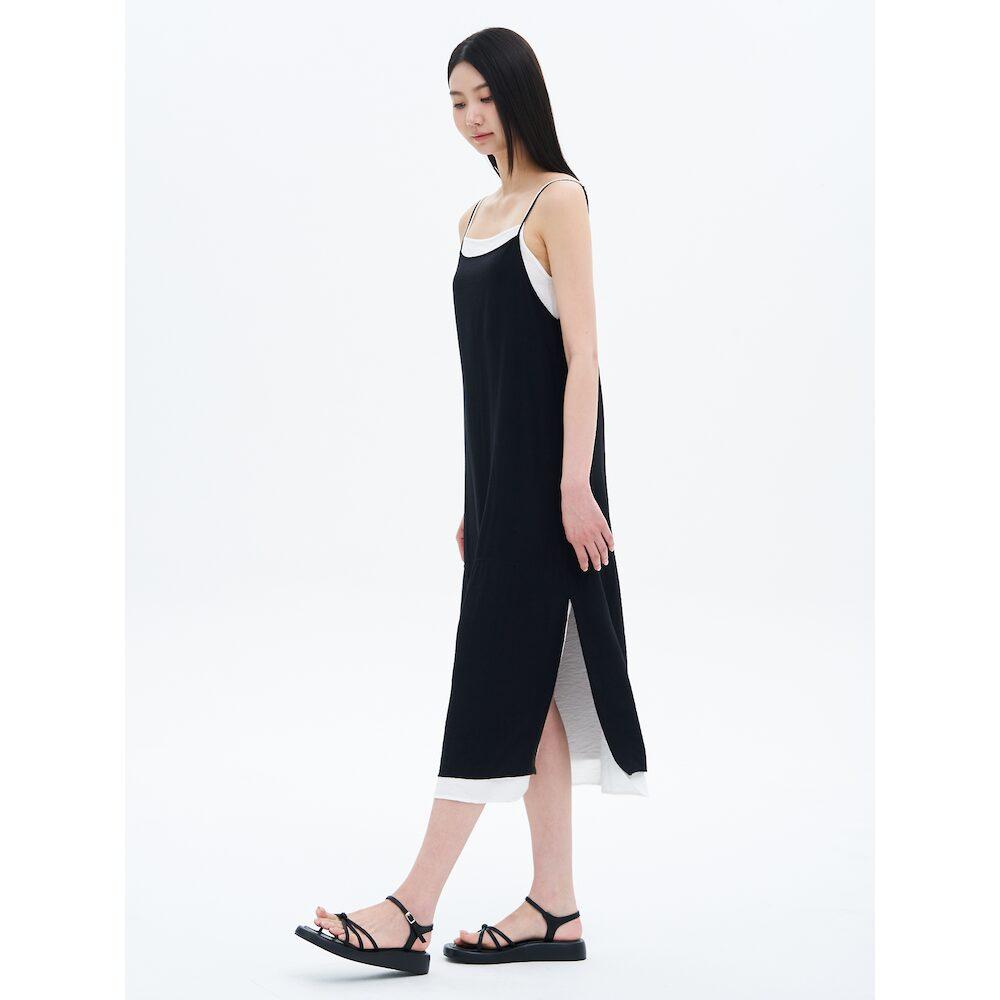 8SECONDS Color Block Slit Sleeveless Dress Black