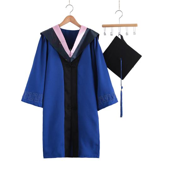 Graduation Gown with Cap Tassel Long Sleeves Anti-Wrinkle Traditional Academic Robe Ceremony Graduation Attire