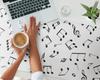 Anti-slip Desk Mat with Musical Notes Print Pattern 120x60 cm