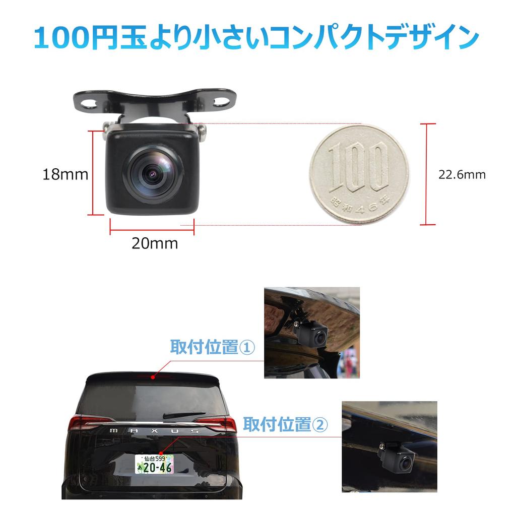 PARKVISION Ультрамаленькая камера заднего вида, Фронтальная камера, HD CMOS-сенсор, Горизонтальный 110° Вертикальный 80°