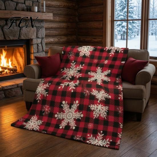 Soft Polyester Wall Hanging Halloween Patchwork Throw Blanket, 90s Vintage Plaid Tapestry with Ghost Pumpkin Bat, Cozy Gift for Housewarming