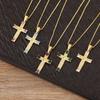 Nidin New Trendy Heart Shape Rhinestone Jesus Cross Pendant Necklace For Women Men 5 Colors Choice Clavicle Chain Jewelry Gifts