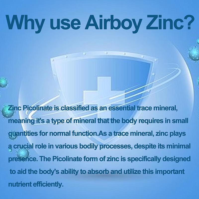 Airboy Цинк, 100 мг, укрепляет иммунитет, способствует ежедневному здоровью и обеспечивает питательную поддержку.