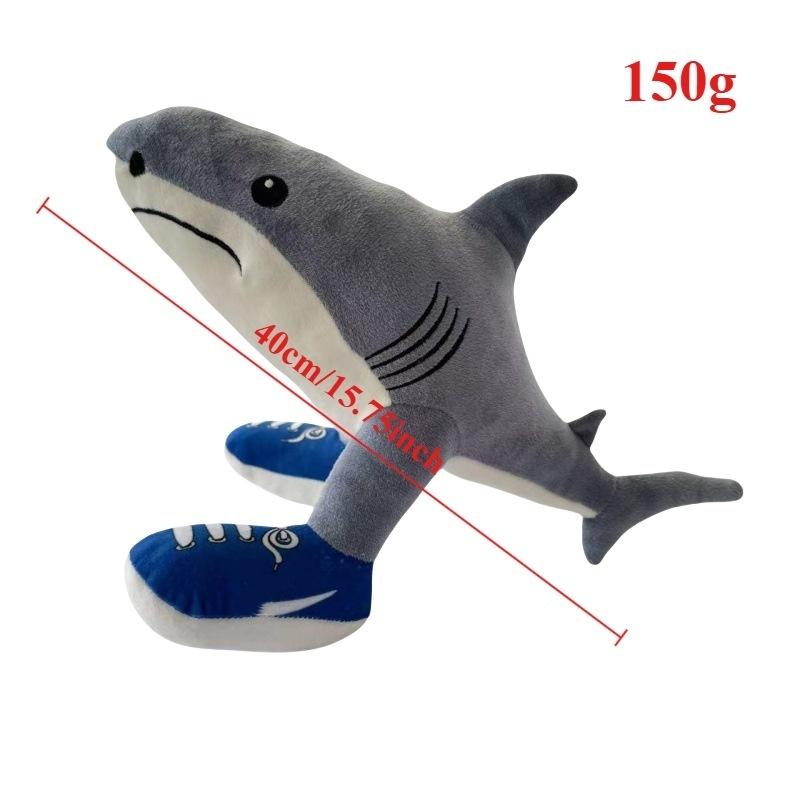 Kawaii Tung Tung Tung Sahur Plush Funny Tralalelo Tralala Sharks Wear Blue Shoes Stuffed Doll Pillow Toy For Kid Birthday Gifts