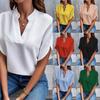 Summer Tops For Women Blouse Fashion Short Sleeve Solid V Neck Loose Shirts And Blouses Elegant Laies White Tops