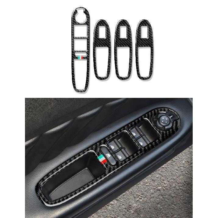 Car Window Switch Stickers Carbon Fiber Trim For Compatible with Alfa Romeo 159 2004-2011