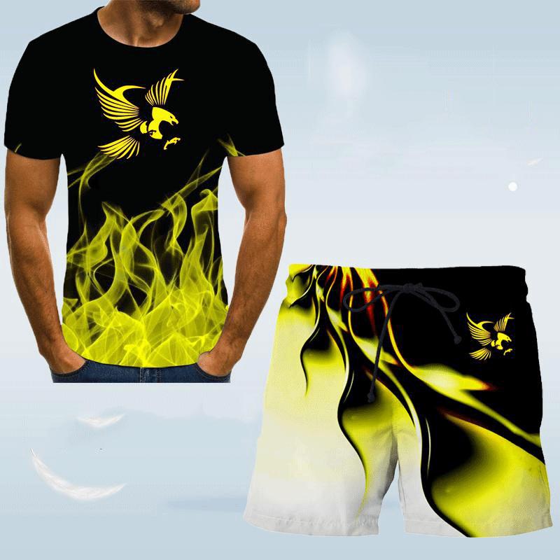 Мужская мода с принтом орла, модная 3D футболка, дизайнерский мужской костюм, рубашка, необычная мужская рубашка с коротким рукавом с принтом на Гавайском пляже