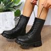 Large Size New Korean Version Of Martens Boots Women Round Platform Fashion Boots Motorcycle Boots Women
