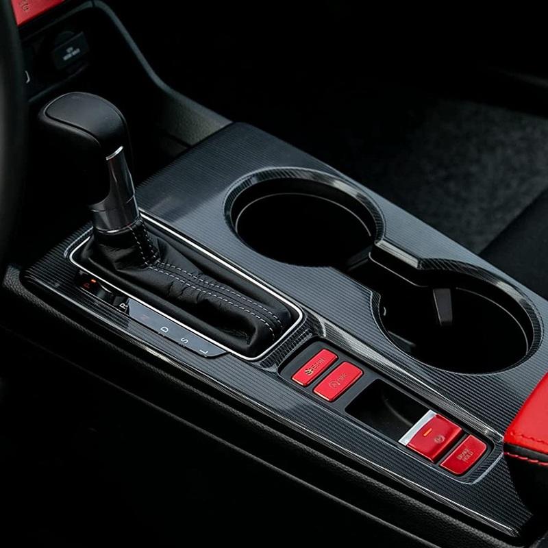 Center Console Gear Panel Handbrake Button Cover Trim Aluminium Sticker For 11Th Gen Honda Civic Accessories-M53K