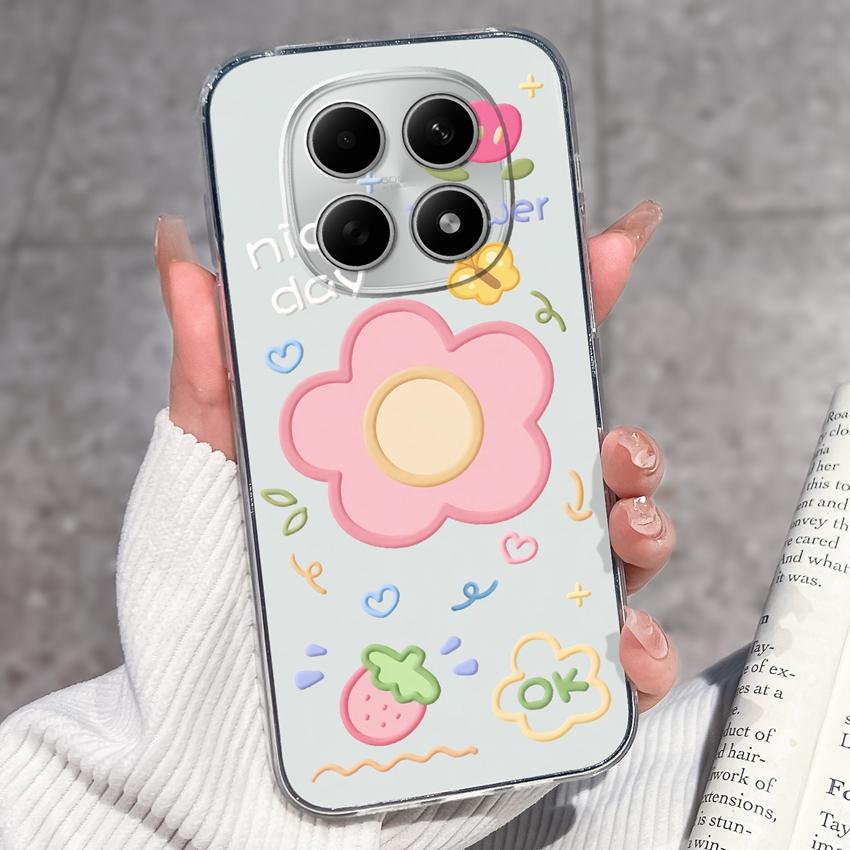 For Redmi Note 15 14 13 Pro Plus 5 5A 4 4X Phone Case Chinese Style Red-Crowned Crane Patterns Transparent TPU Shockproof Casing For Redmi Soft Covers