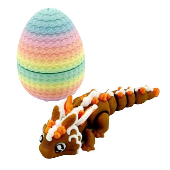 Яйцо Yousheng Small Mystery Dragon, 3D-печатное украшение в виде дракона, яркое цветное реалистичное пасхальное яйцо с полностью подвижным драконом
