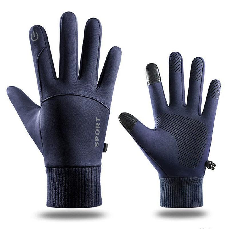 Зимние теплые перчатки для снега, для велоспорта на открытом воздухе, полнопалые перчатки с сенсорным экраном, водонепроницаемые флисовые перчатки для бега, катания на лыжах, мотоцикла